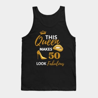 Cute Afro Queen Birthday Quote 50th and fabulous Cool Heels fifty birthday Gift For Her Tank Top